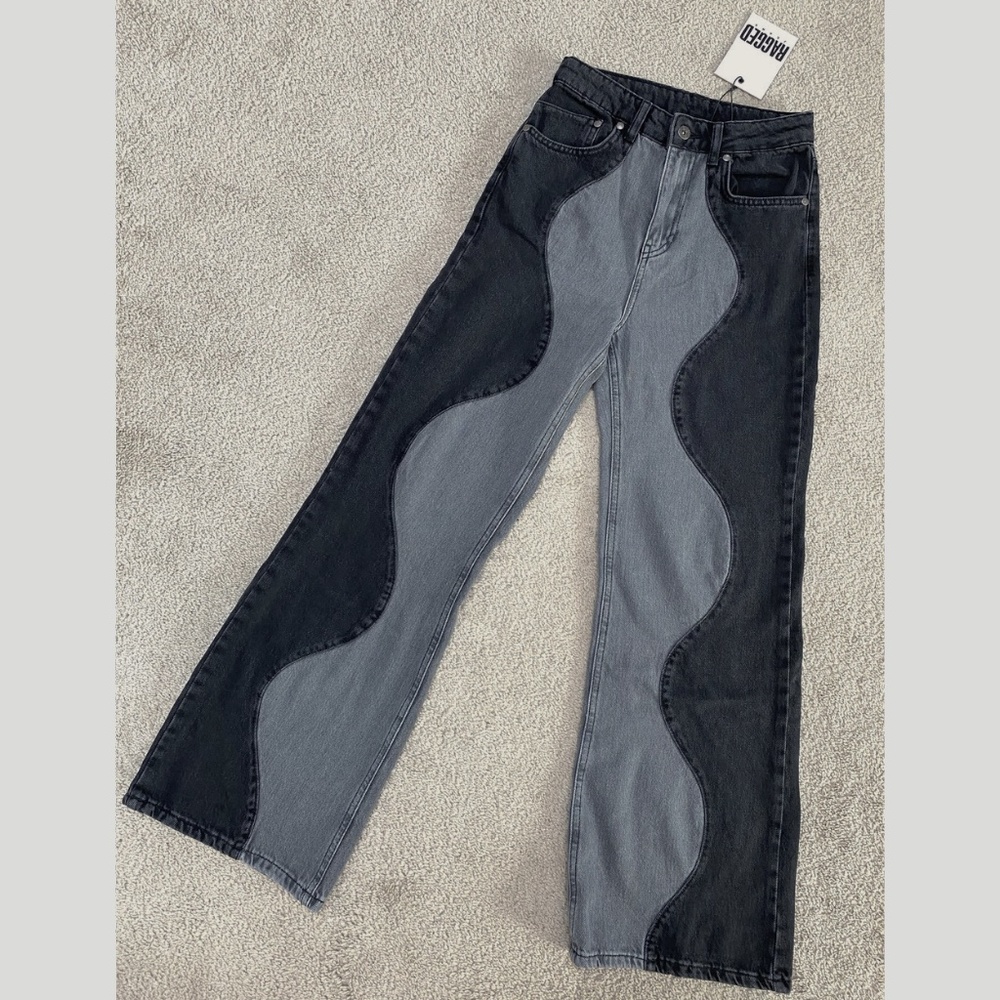 NEW Ragged Priest Underworld Wave Panel Charcoal Jeans- US size XS 2 4 /UK 26 8